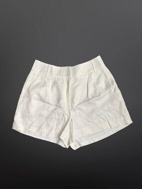 Express White High-Waist Tailored Linen-Blend Shorts Color White Size 8